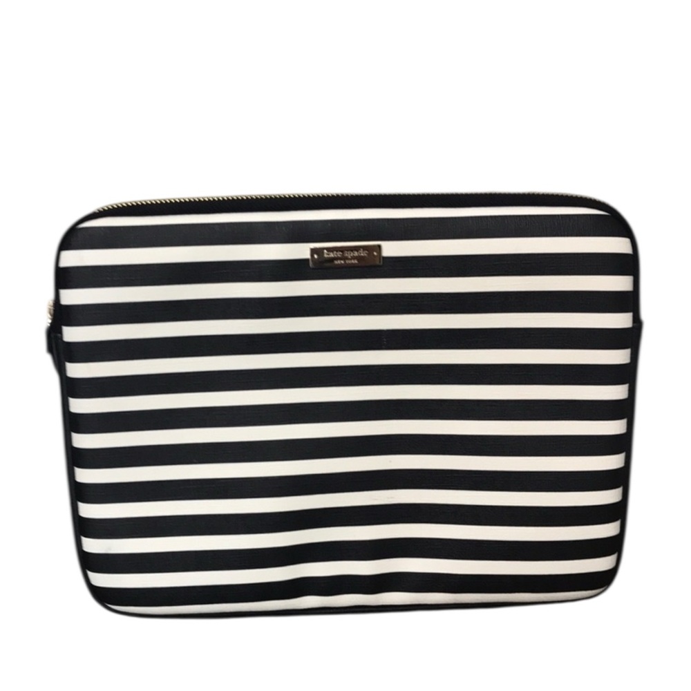 KATE SPADE NEW YORK Nautical Black/White Striped Laptop / Tablet Sleeve --Raina